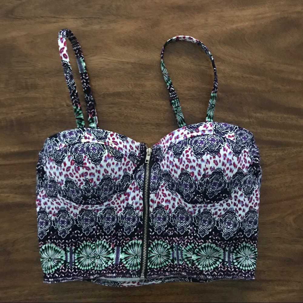 Zip up bralette crop top